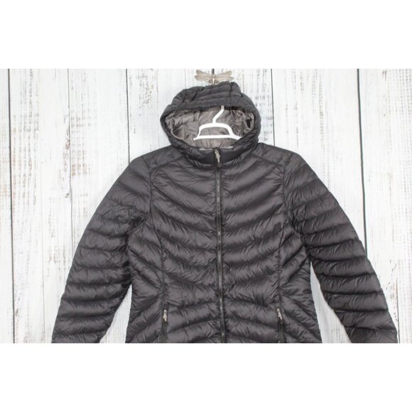 LL Bean Ultralight 850 Down Hooded Coat Three Quarter Length Black Large - Picture 2 of 11